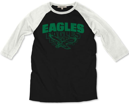 Men's New Era Green Philadelphia Eagles Throwback Raglan Long Sleeve T-Shirt