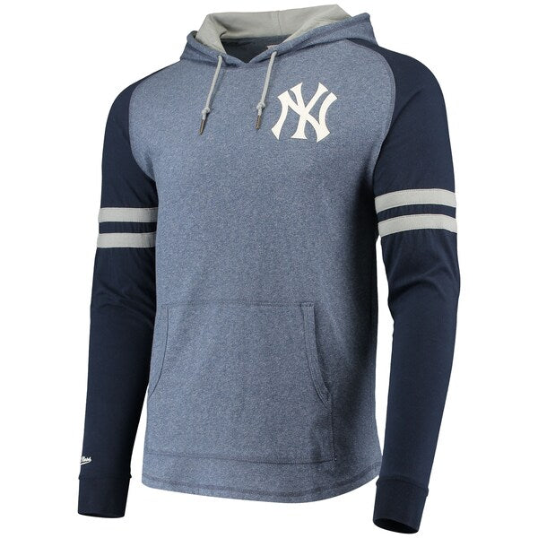 NY Yankees Mitchell & Ness MLB Hoodie L Large Allover Embroidery Logo  Gray NWT