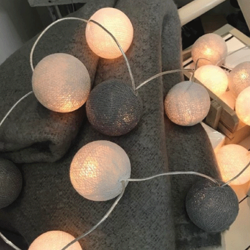 grey cotton ball lights