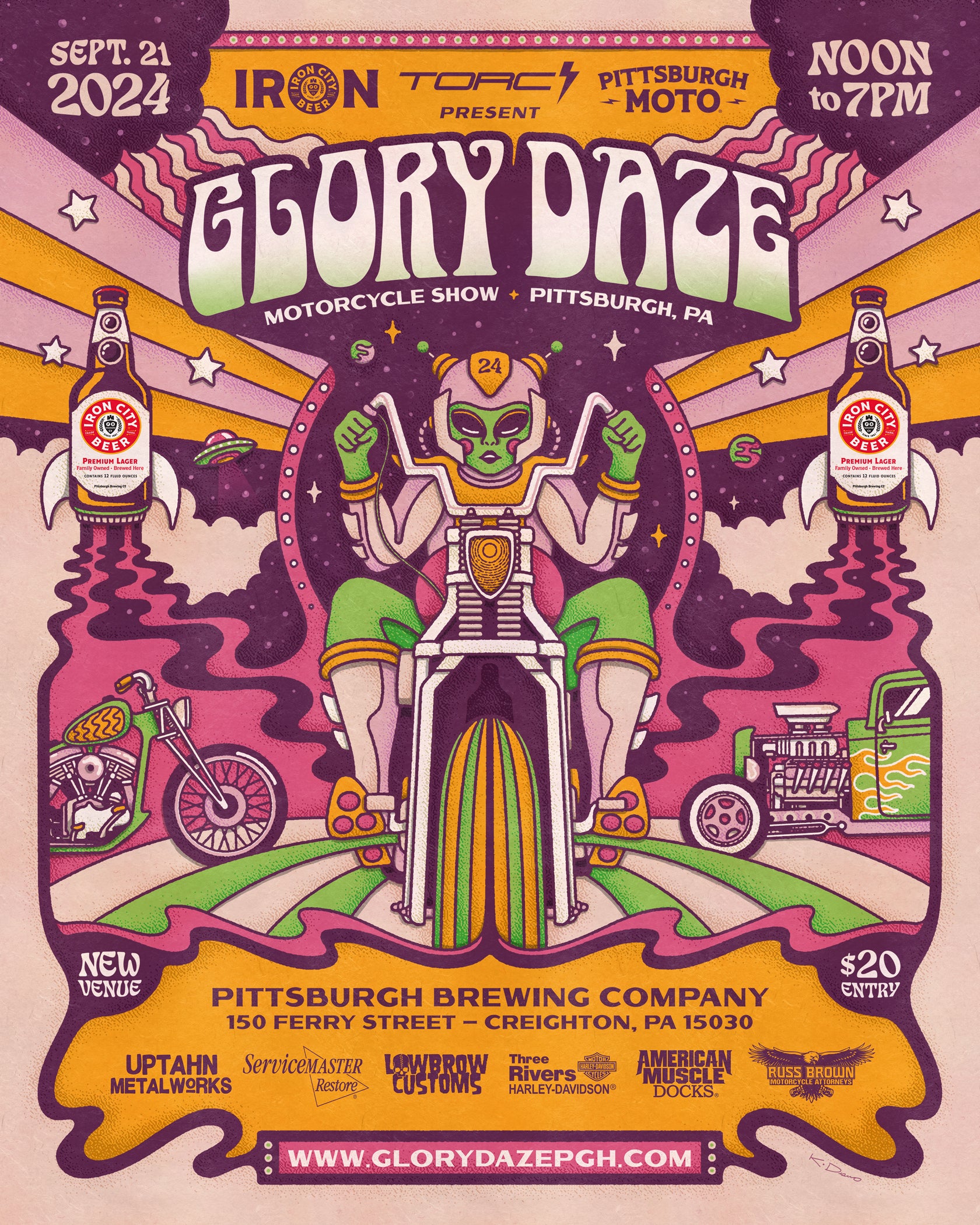 Kurt Diserio artist designer illustration poster Glory Daze motorcycle show pittsburgh