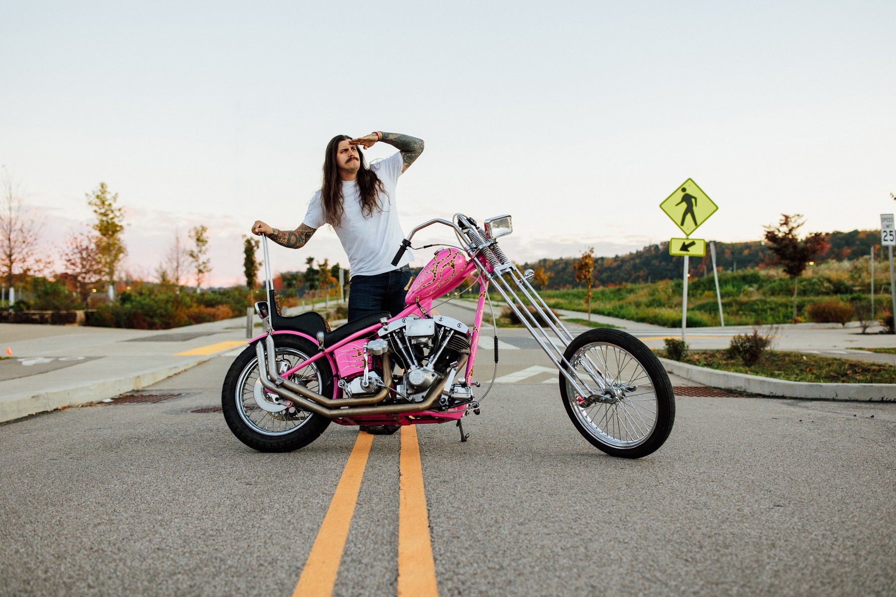 Harley-Davidson Shovelhead Chopper Motorcycle Pink Panther Glory Daze Pittsburgh Moto