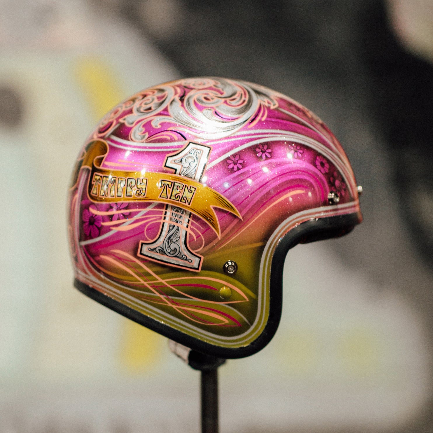 Trippy Ten helmet art show 2019 Glory Daze Pittsburgh motorcycle Bell Helmets