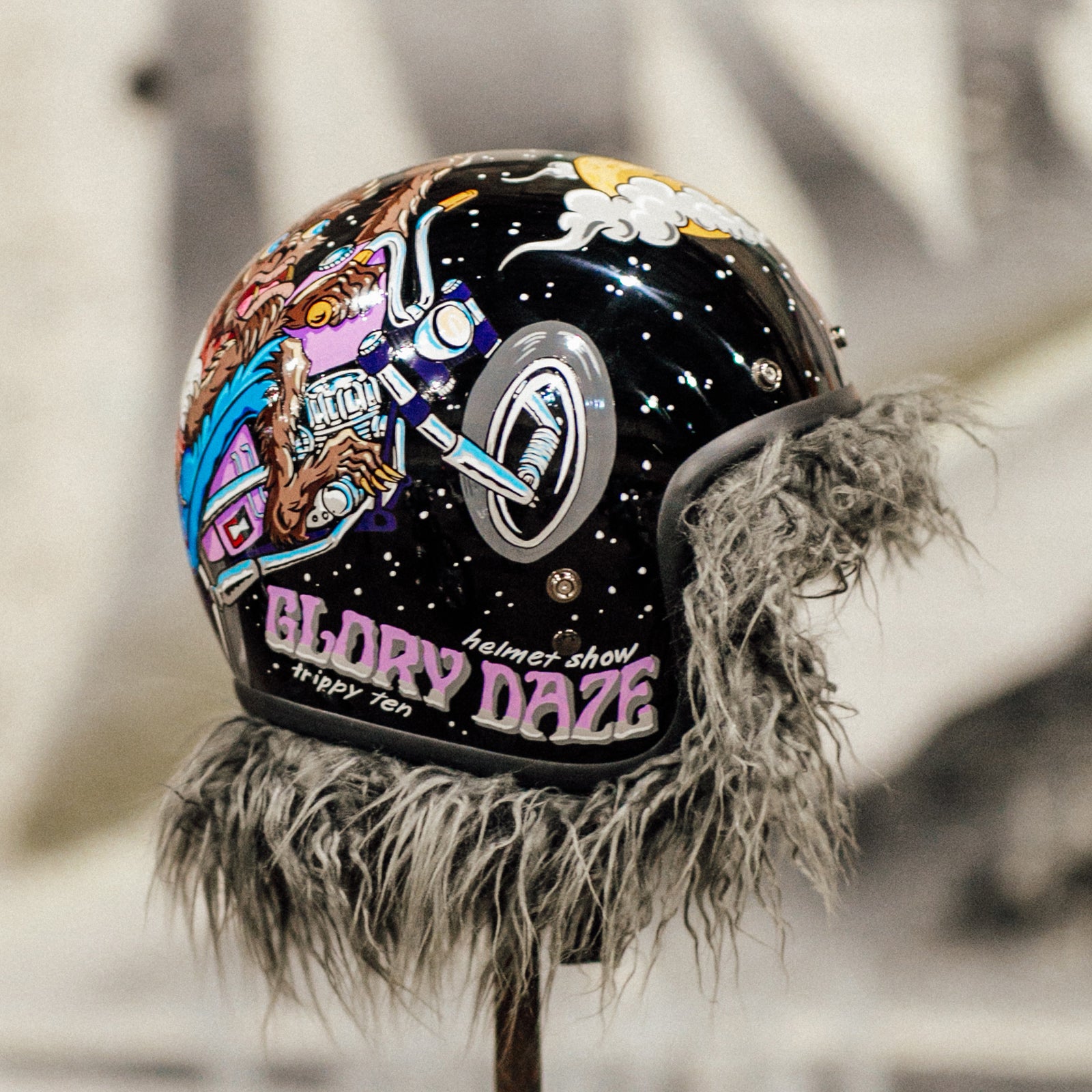 Trippy Ten helmet art show 2019 Glory Daze Pittsburgh motorcycle Bell Helmets