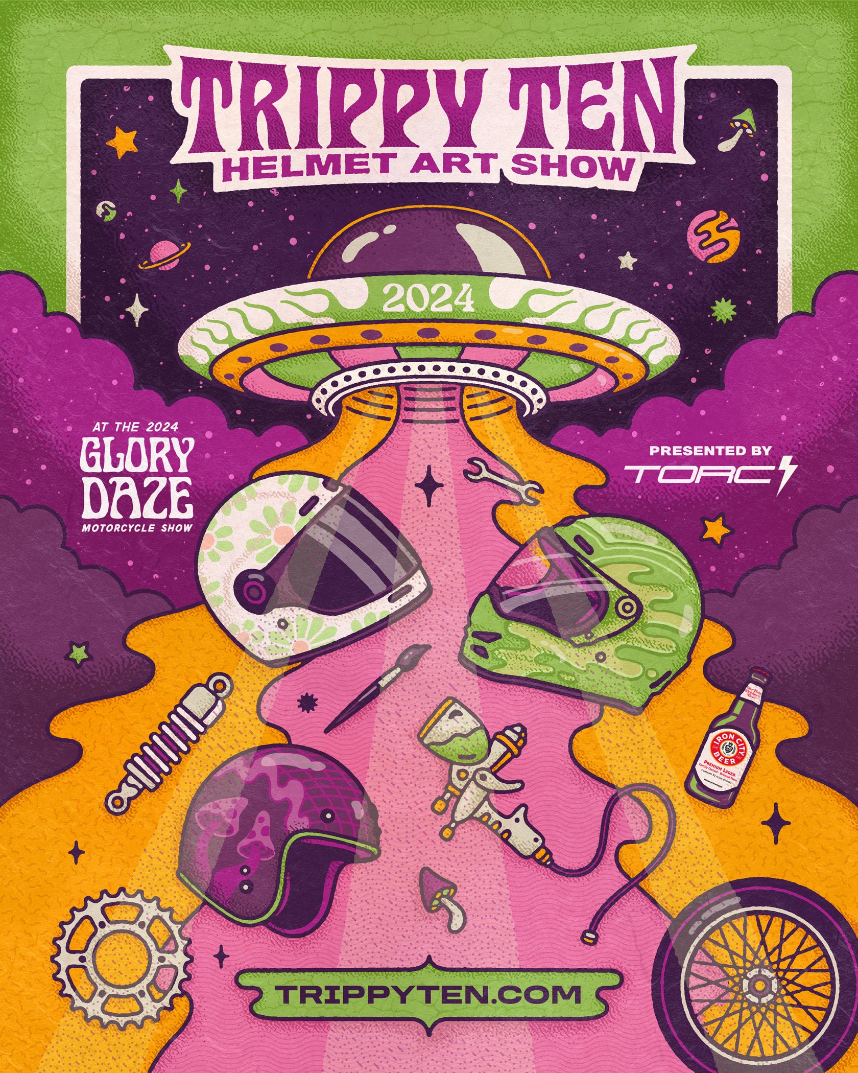 Kurt Diserio artist designer illustration poster Glory Daze motorcycle show Trippy Ten helmet pittsburgh