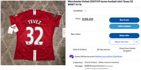 Example of fake Nike MUFC shirts on eBay