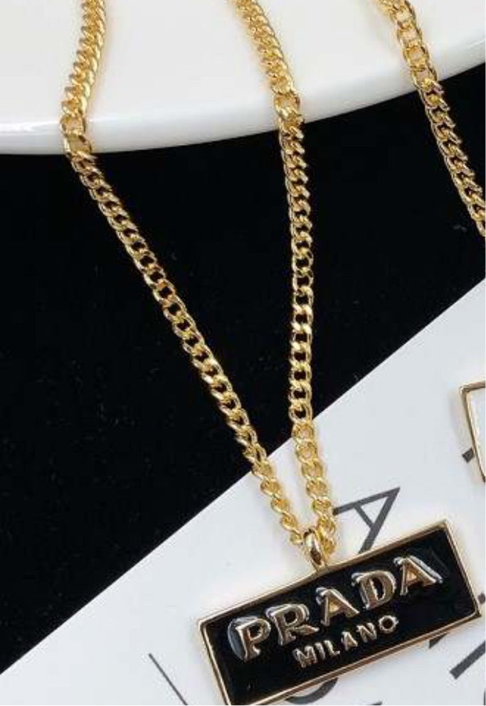 prada plate necklace