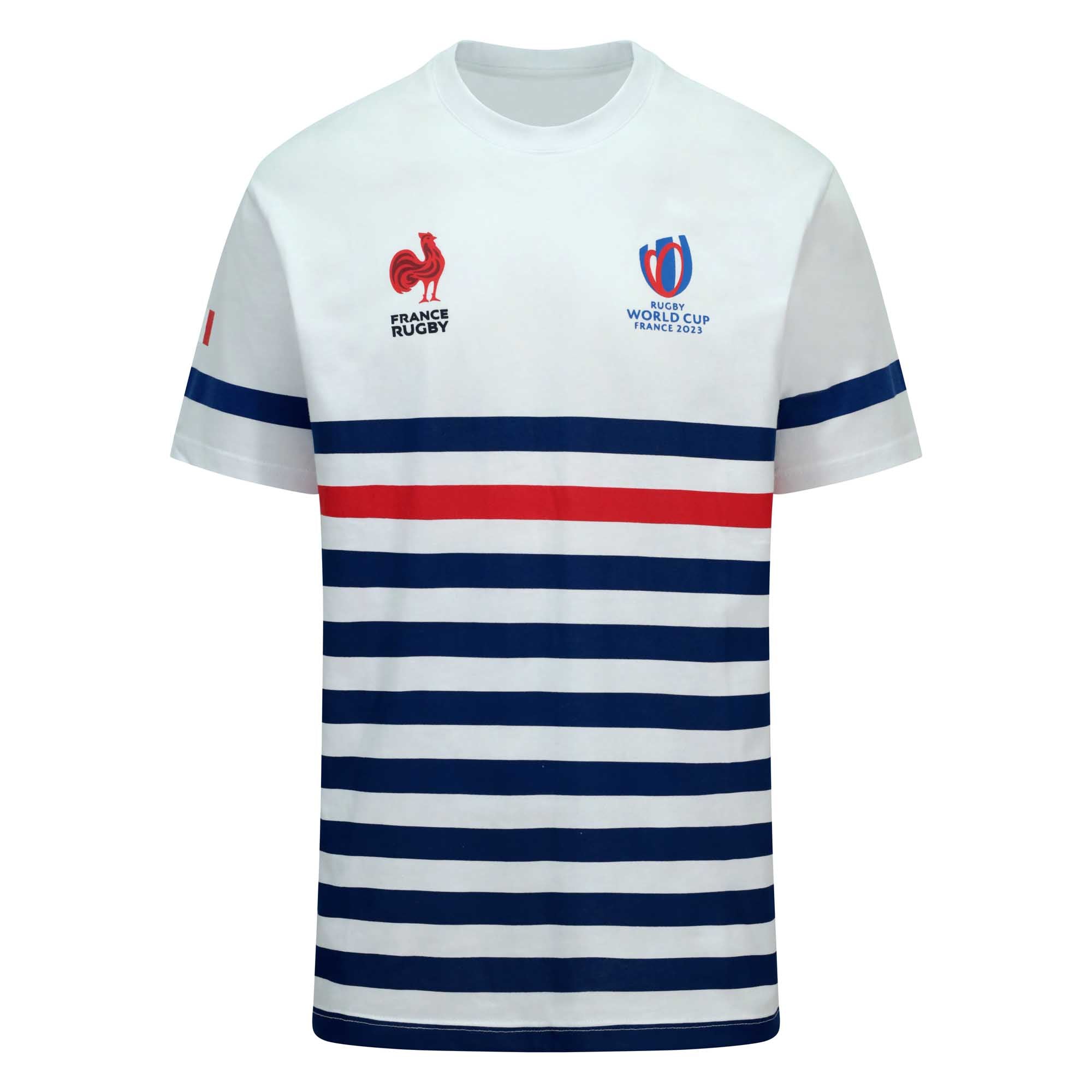 T-Shirt France, Coupe Du Monde De Rugby 2023 Rayé Bleu, Blanc, Rouge ...