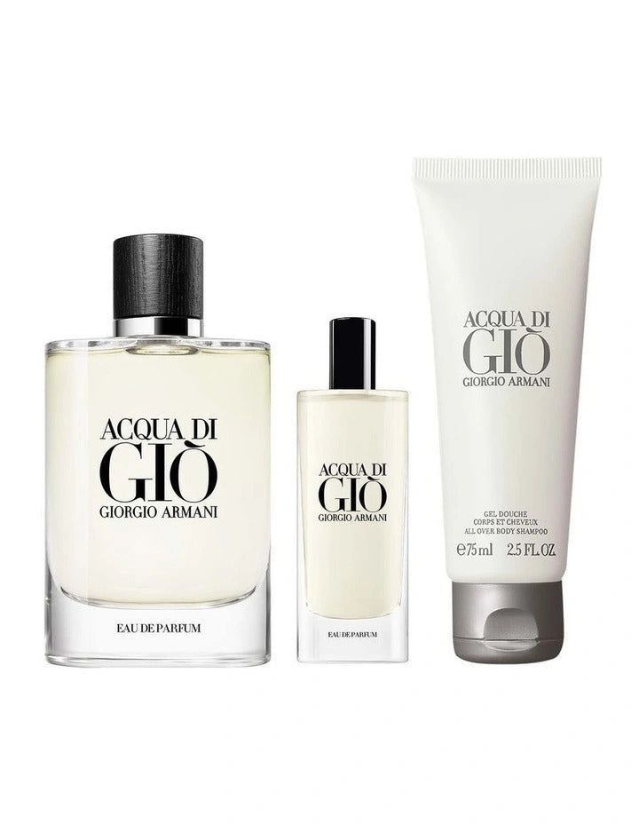 Giorgio Armani Acqua Di Giò Gift Set ( EDP 125ml - Travel size 15ml - All over Body Shampoo 75ml )