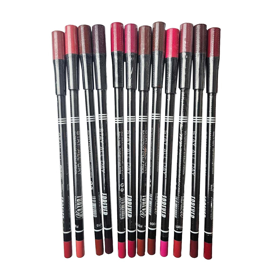 Forever Stay All Day Eye & Lip Pencil Waterproof - 12Pcs