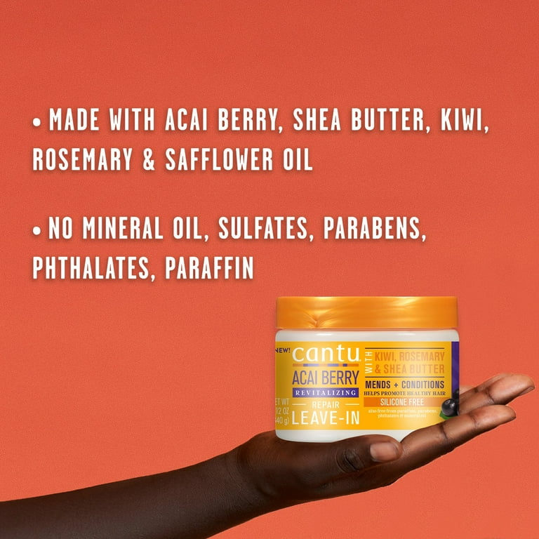 Cantu Acai Berry Revitalizing Leave-In Repair Cream -340g كريم الإصلاح المنشطبالتوت الذي لا يحتاج إلى شطف من كانتو