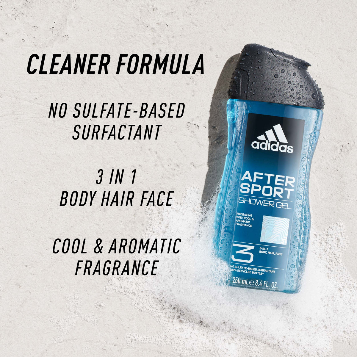 Adidas After Sport 3 In 1 Body, Hair & Face Protein Hydrating Shower Gel-400ml