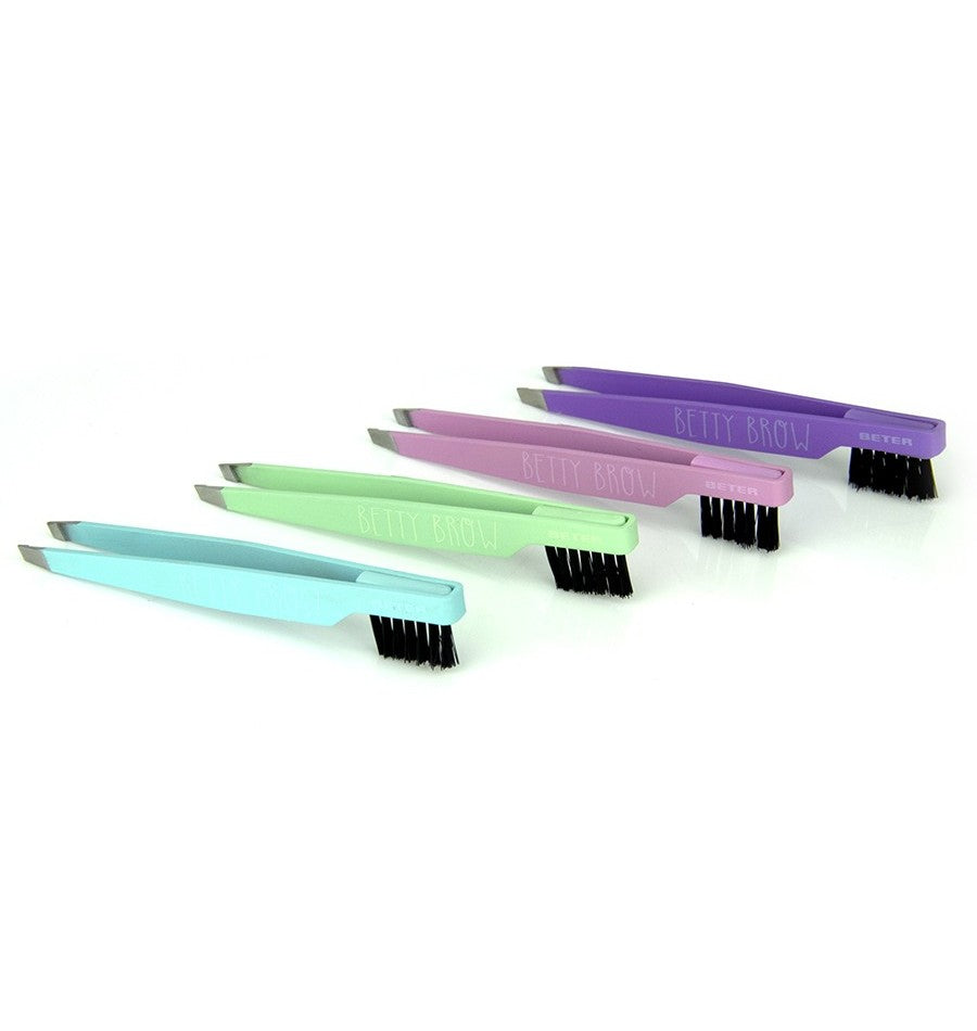 Beter Brow Slanted Tip Tweezers, With brush - بيتر ملقاط + فرشاة حواجب