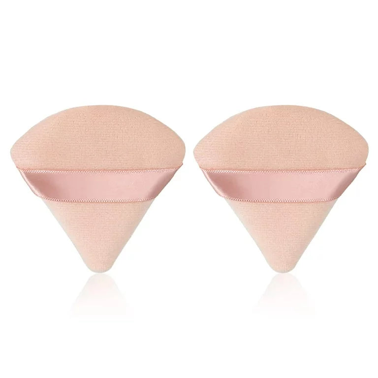 2Pcs Powder Puff Makeup Triangle Powder Puff Soft Powder Puffs Sponge Reusable (Nude)