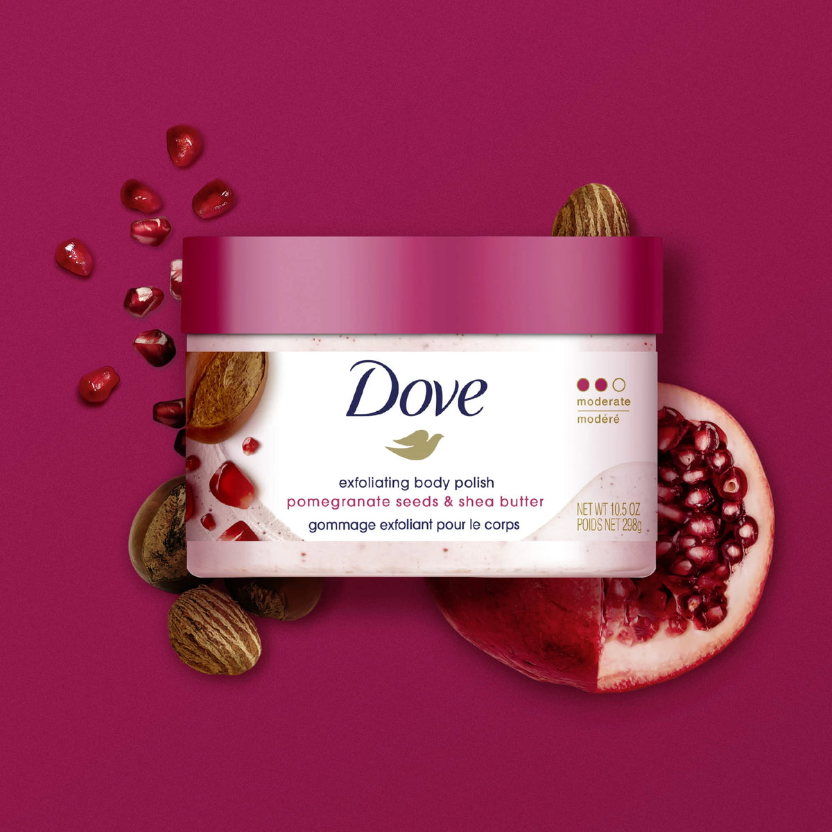 Dove Exfoliating Body Polish Scrub For Silky, Soft Skin Pomegranate&Shea Butter Body Scrub