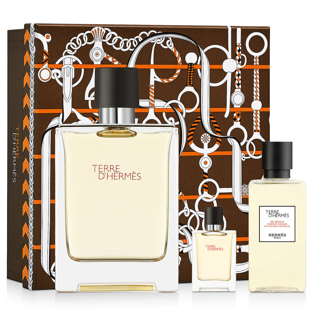 Terre D'hermes EDT Gift Set - EDT 100ml ,5ml ,,Hair and Body Shower Gel 40ml