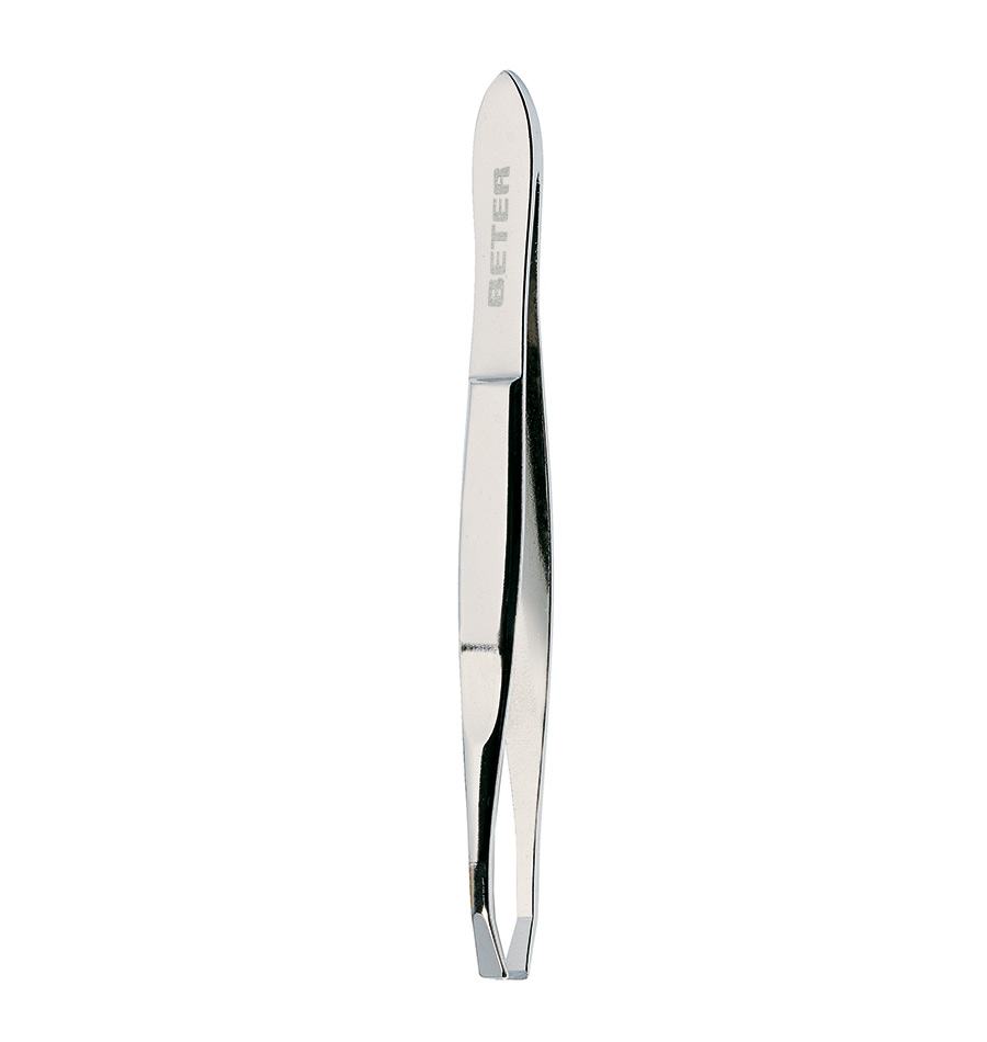 Beter - Crab Tip Eyebrow Tweezers, Stainless Steel - بيتر ملاقط كبيرة مطلية بالكروم