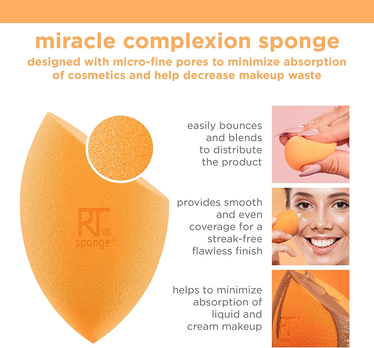 Real Techniques Miracle Complexion Make-Up Sponge, Orange