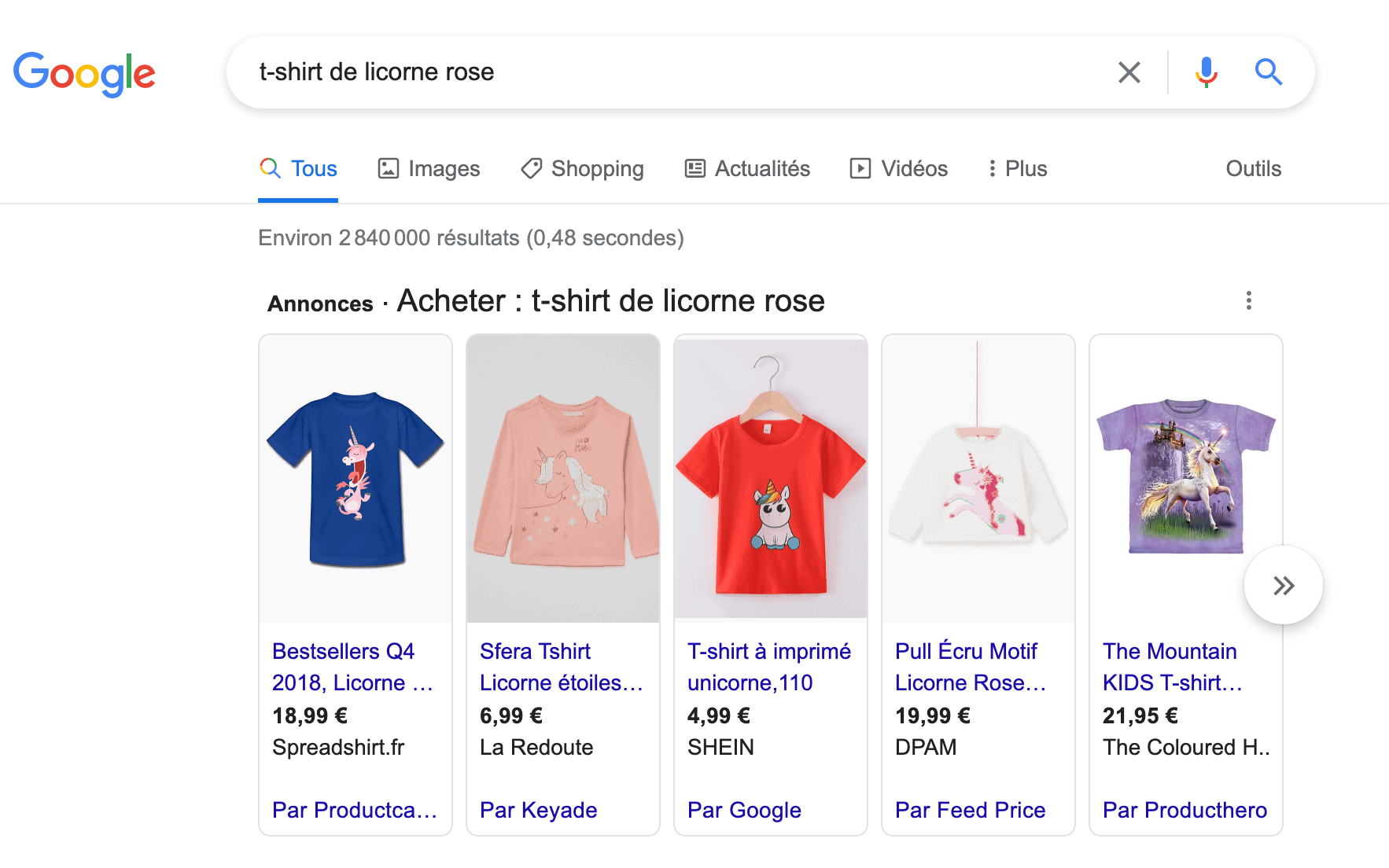 recherche google ads ecommerce