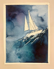 Stormy sea watercolour