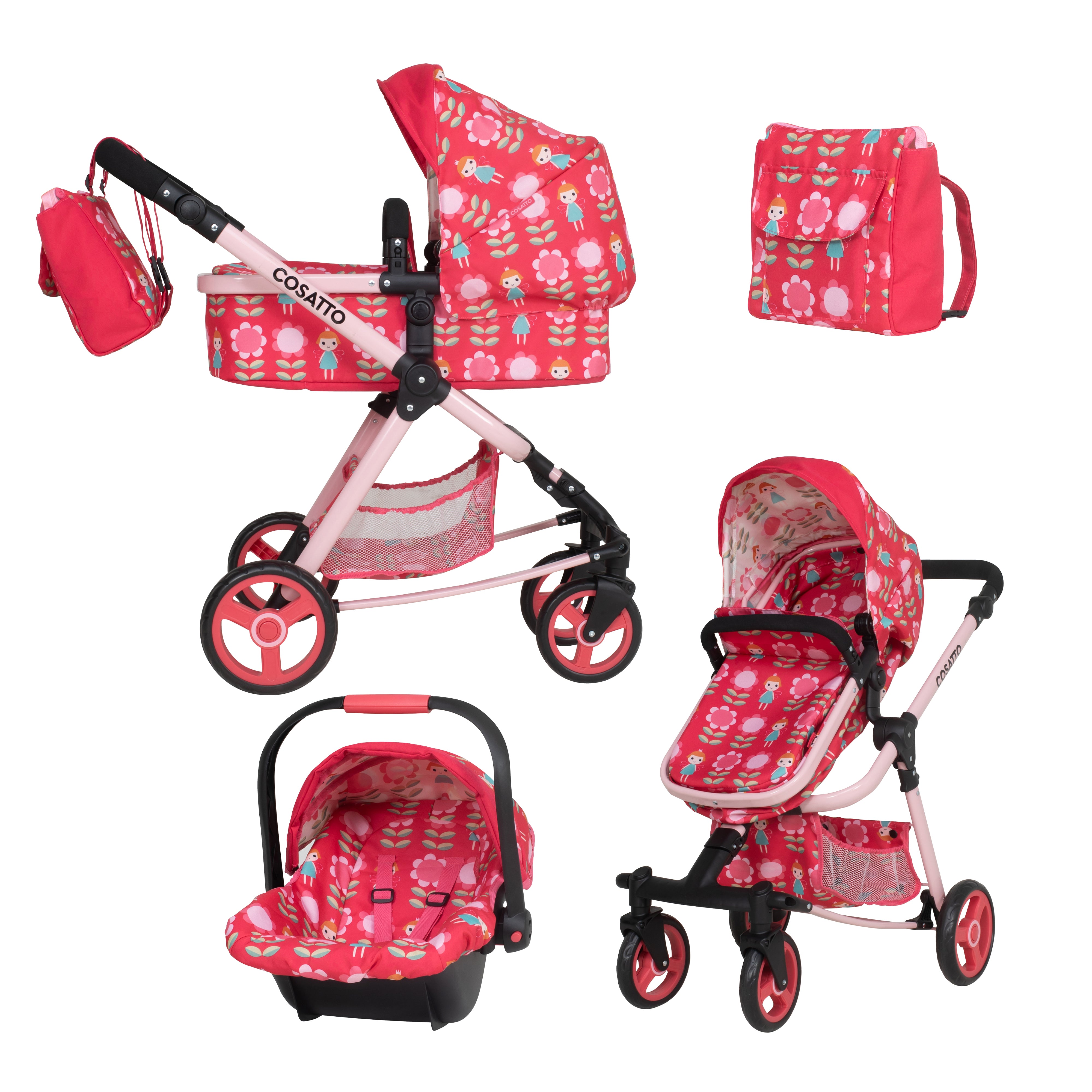 Giggle Quad Dolls Pram CarSeat Fairy Garden