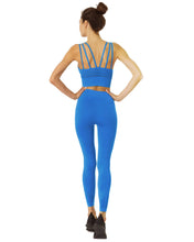 Load image into Gallery viewer, Mesh Seamless Legging with Ribbing Detail - Blue
