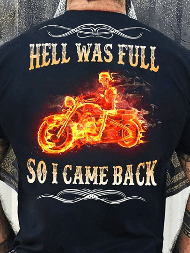 Motorbike On Fire Letter Printed T-Shirt