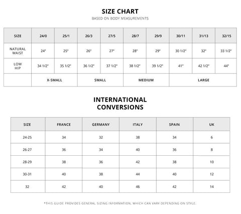 Vervet, Flying Monkey, Lovervet Denim Size Chart | Ruby Joy Boutique, Pickerington OH