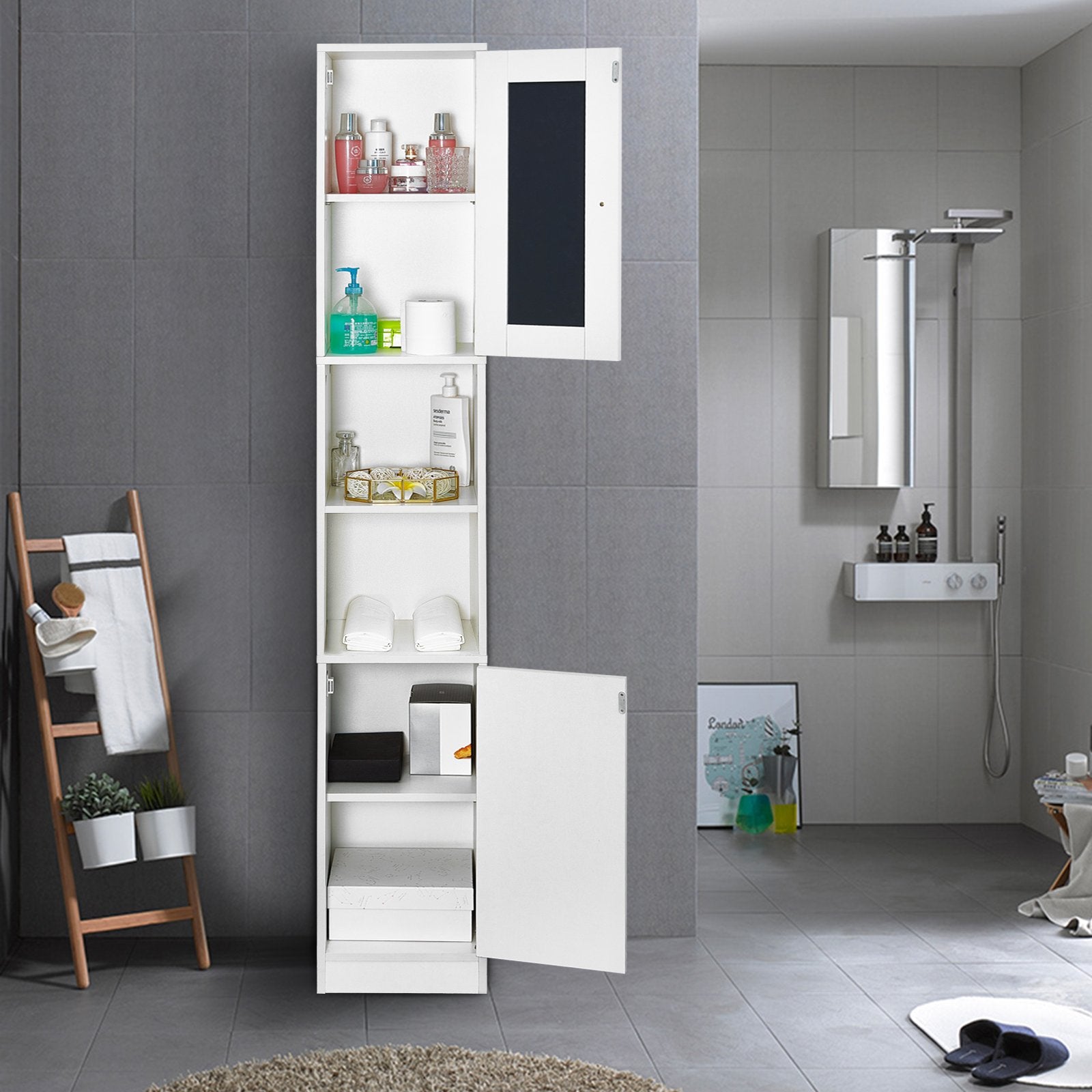 tall slim bathroom cabinet white