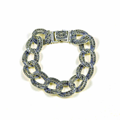 Large curb link marcasite bracelet