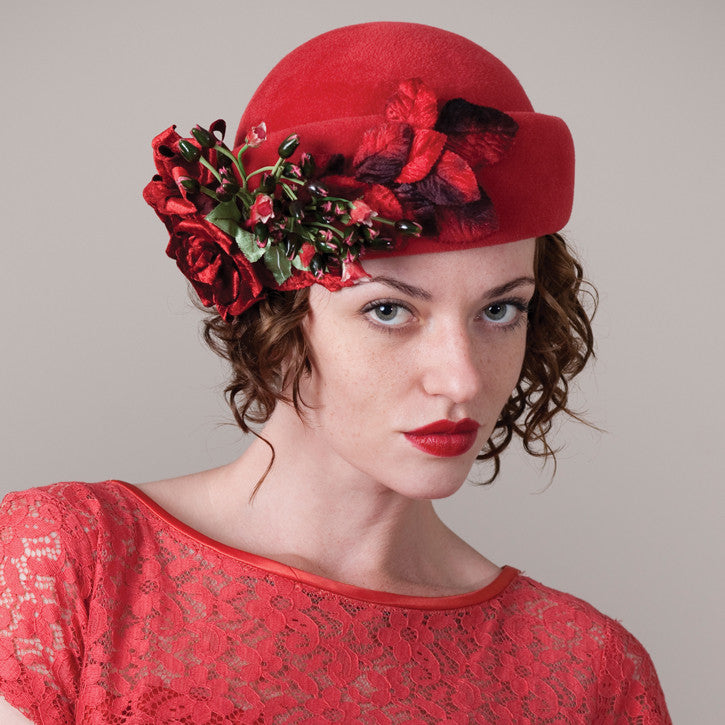 4181MAV Miranda, scarlet – Louise Green Millinery