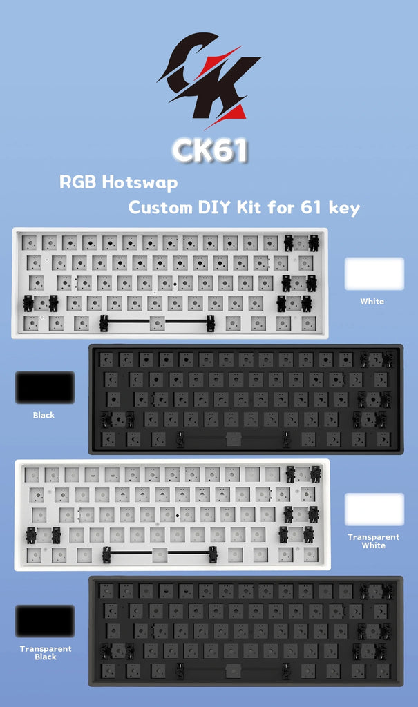 GamaKay CK61 60% Triple Mode RGB Mechanical Keyboard Customized Kit