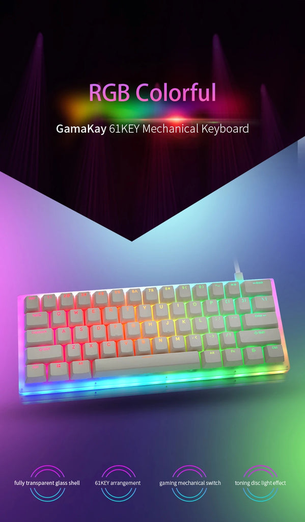 GamaKay K61 60% RGB Mechanical Gaming Keyboard with Gateron Switch