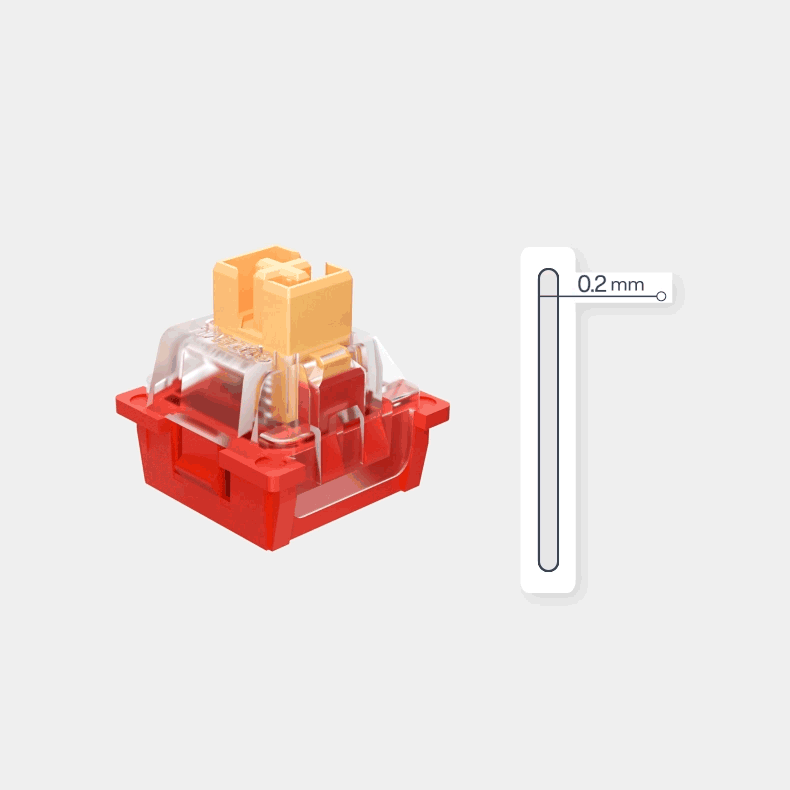 The gamakay Phoneix magnetic switches with the action point from 0.2mm-3.8mm, in the gamakay TK75HE, you can experience the rapid trigger functions with gamakay Phoneix switch and mercury switch