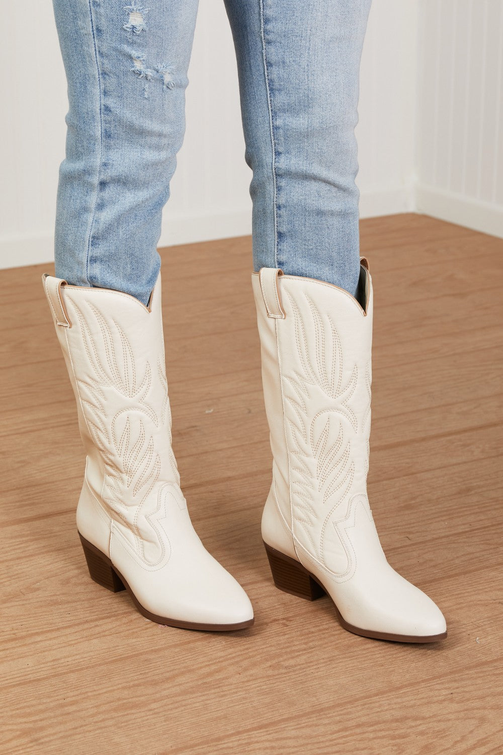 East Lion Corp Mountain Fever Mid-Calf Cowboy Boots in Cream shoes Southern Soul Collectives 