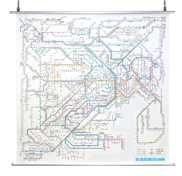 地図タペストリー鉄道路線図首都圏 シルバー