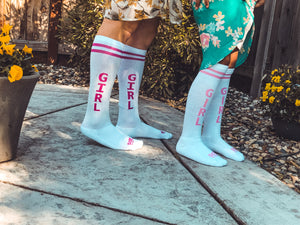 girls white knee length socks