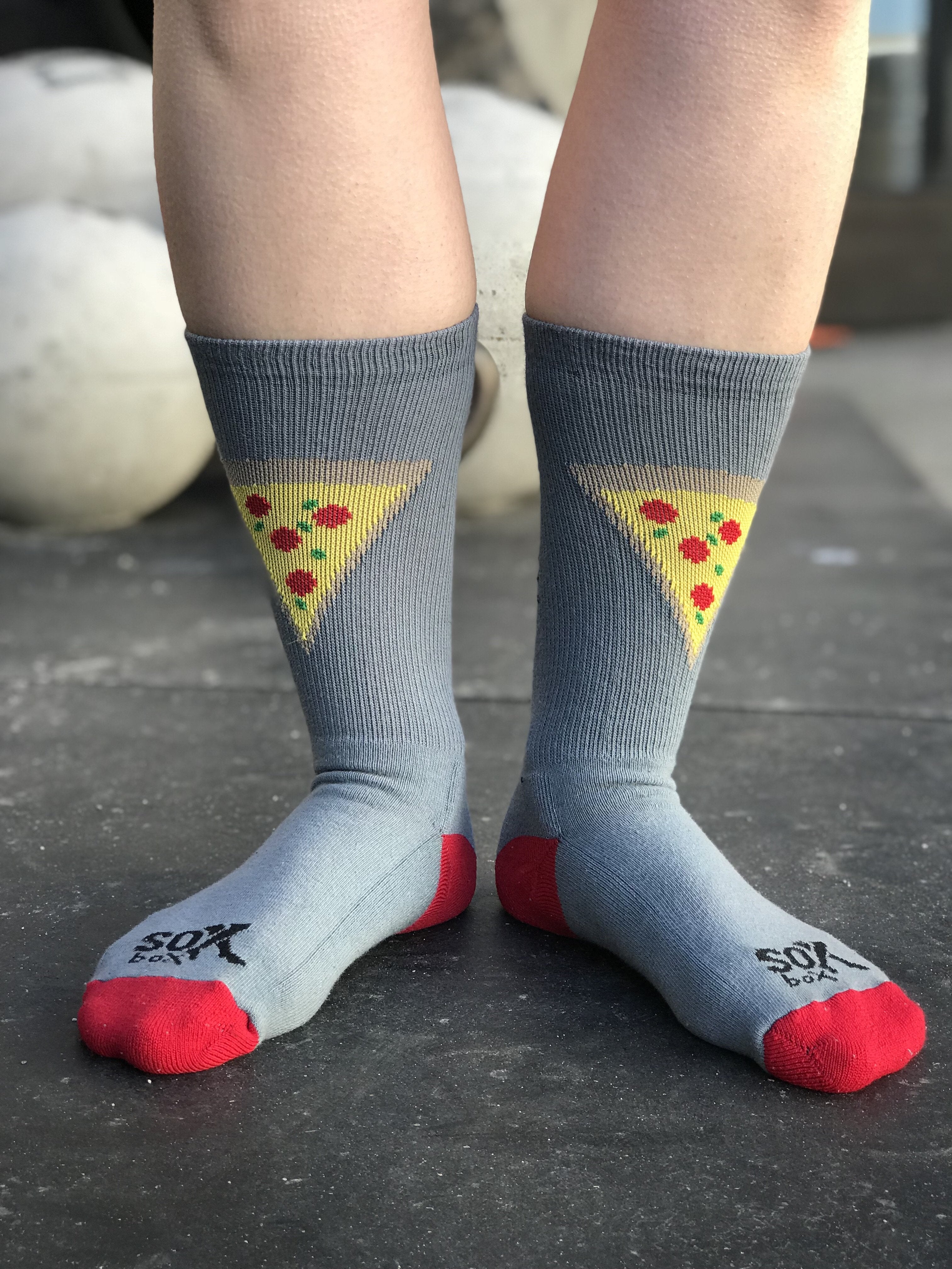 Pizza Grey Athletic Fun Crew Socks- The 