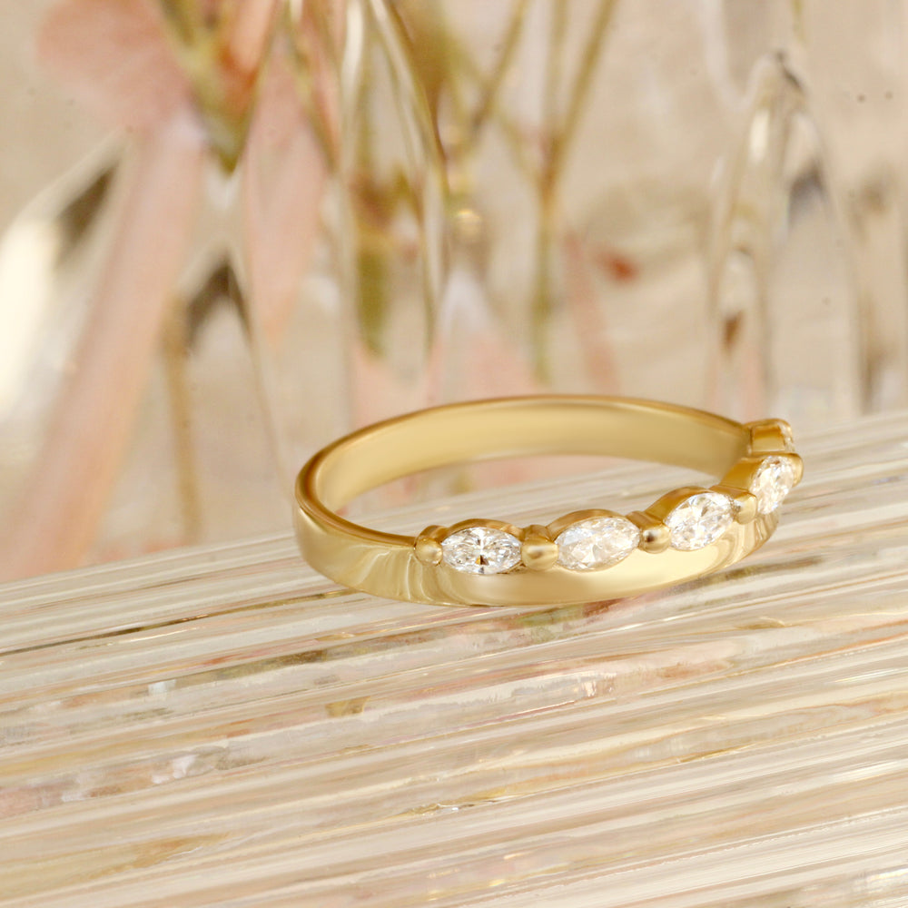 Side view of Chelsea + Steven's custom ring by Goldpoint Jewelry in Greenpoint, Brooklyn.