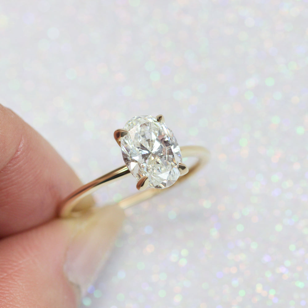 Side view of Chelsea + Steven's custom ring by Goldpoint Jewelry in Greenpoint, Brooklyn.