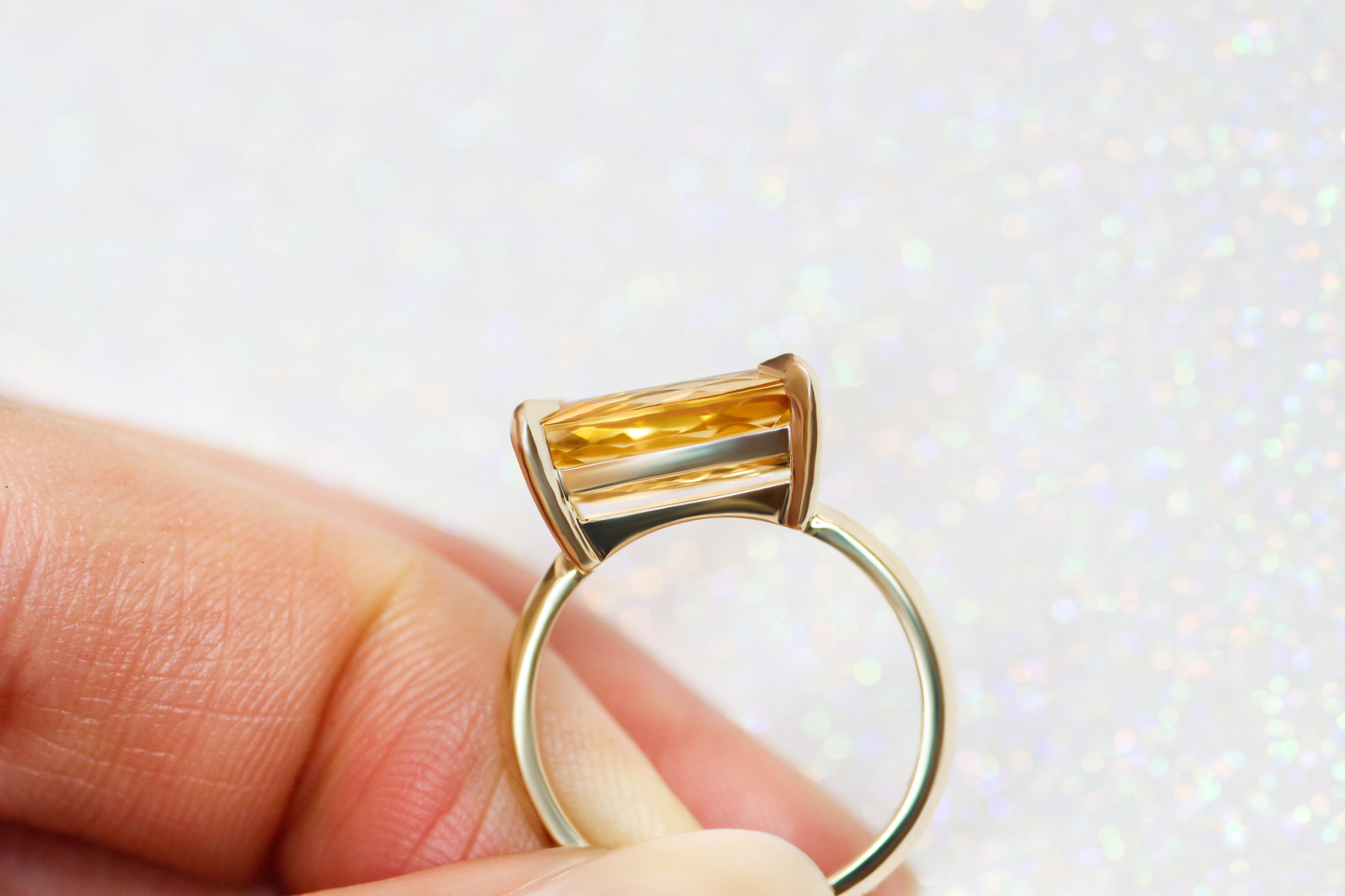 Front view of Olivia + Raymundo's custom ring by Goldpoint Jewelry in Greenpoint, Brooklyn.
