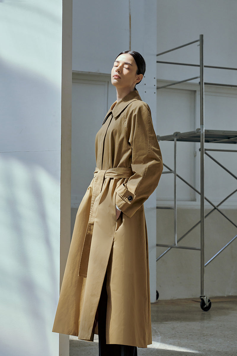 TURKEY ORGANIC FLARE TRENCH COAT 美品