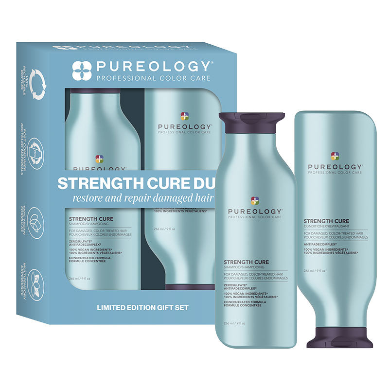 PUREOLOGY' PROFESSIONAL COLOR CARE @l STRENGTH CURE DU restore and repair damaged hair s LIMITED EDITION GIFT SET 