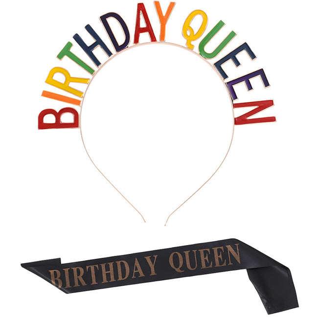 Birthday Party Etiquette Belt Rhinestone Birthday Girl Birthday Girl Hair Band Shoulder Strap Set