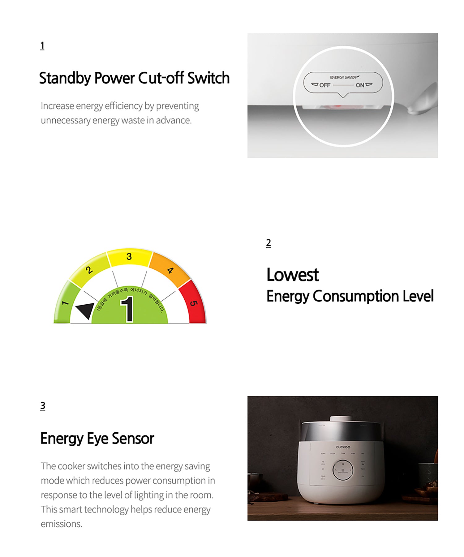 Lowest energy consumption level Energy eye sensor