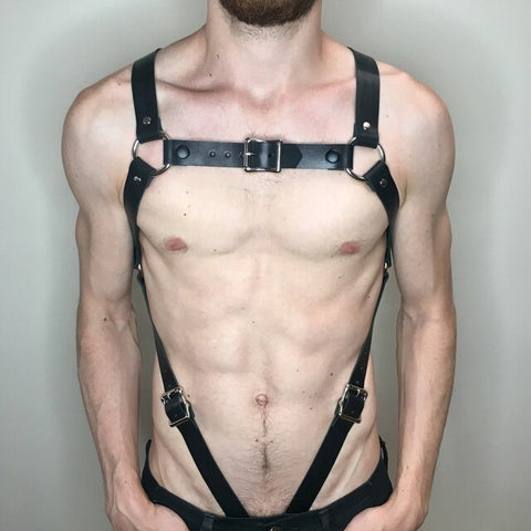 Handmade PU Leather Chest Harness Men Adjustable Sexual Body Bondage C image pic