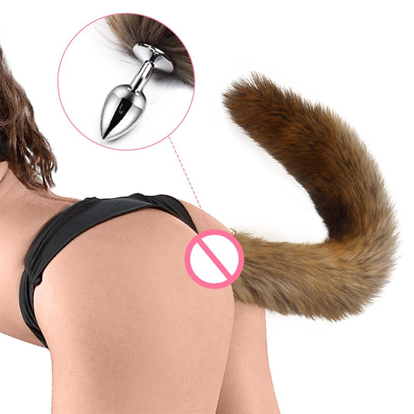 Furry Porn Anal Toy - Super Long Foxtail Anal Plug Faux Fur Cosplay Toys Anal Toys Adult Sex â€“  sextoygo