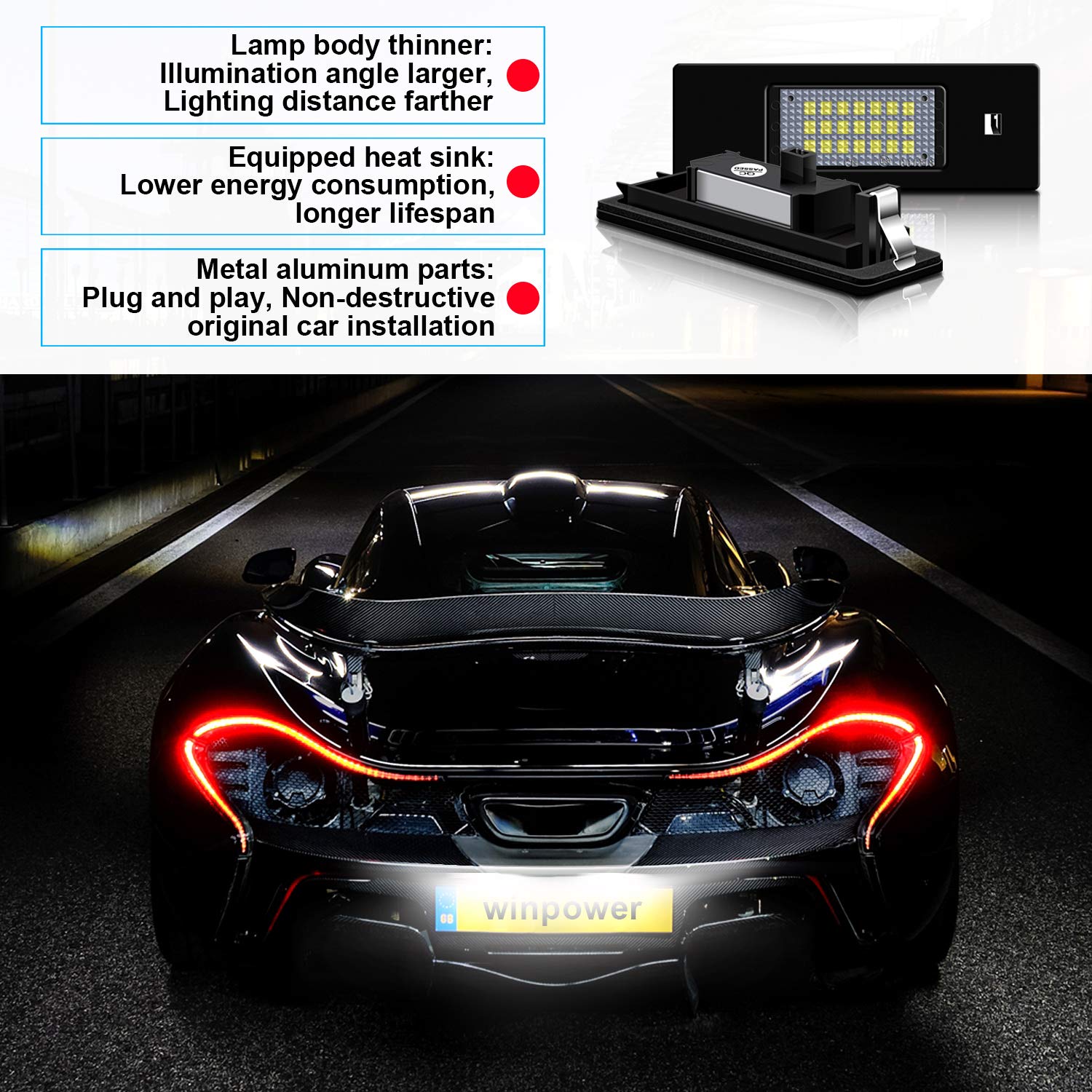 License Number Plate Light CREE LED Lamp Replacement kit BMW E90 E70 E