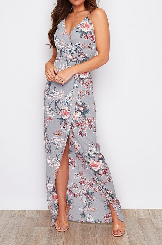 Mia floral hot sale wrap maxi beige