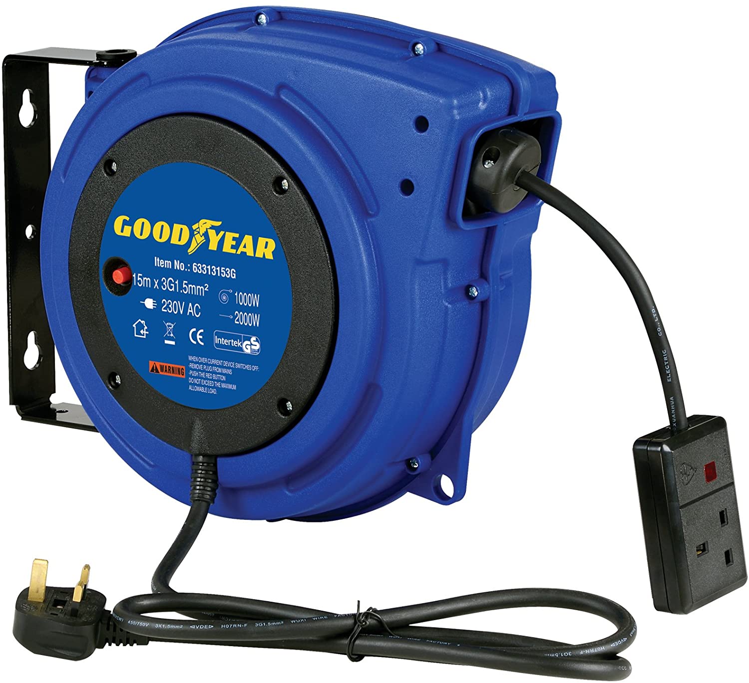 Goodyear Air Hose Reel Retractable 3/8 Inch x 100 Feet 300 Psi / 20 Bar  Spring Driven Steel Elite Portable Quad Pod Heavy Duty Industrial Longest