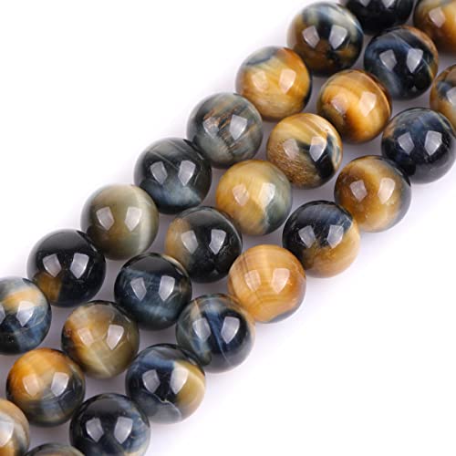 GEM-Inside Natural 10mm Dream Lace Gold Blue Tiger Eye Gemstone Loose Beads AAA Grade Crystal Energy Stone Power Beads for Jewelry Making 15"